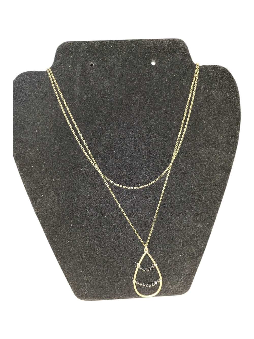 Marlyn Schiff Gold Double Or Single-Layer Teardrop Necklace with Black Beads